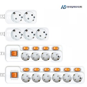 현대 국산 안전 접지 멀티탭 개별스위치 일반 2구 3구 4구 5구 6구 1.5M 3M 5M 10M 과부하차단 멀티콘센트