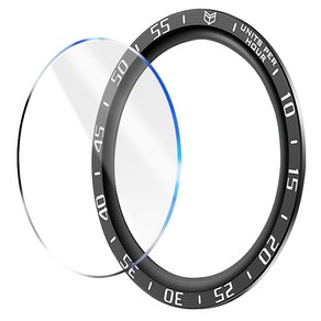 더조은셀러 갤럭시워치5 프로 45mm 호환 메탈 베젤링+강화유리필름 보호링 3D 풀커버, 블랙, 1개