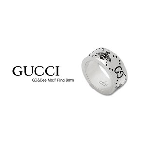 GUCCI 구찌 YBC728304001 GG 꿀벌 스털링 실버 와이드반지9mm