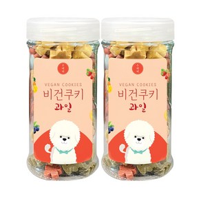 강아지 비건 트릿 간식 부드러운 쿠키 저알러지 노견 노령견 간식, 2팩, 180g, 과일