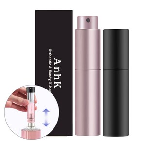 안크 뚜껑없이 돌려쓰는 펌핑식 충전 향수공병 5ml, 1개, 블랙+핑크