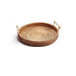 다세코 라탄 손잡이 트레이 원형 대형, RATTAN, 1개