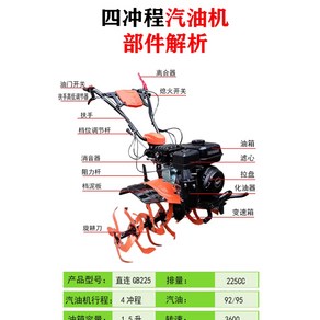 타쯔 강력한 디젤형 미니 관리기 소형 농업용 텃밭 경운기 틀랙터 농기계 엔진, 휘발유 170모델