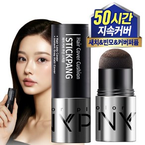 빈모 새치 커버 써니팝 헤어 커버 쿠션 스틱팡 헤어라인 흰머리커버 헤어쿠션, 1개, 다크브라운