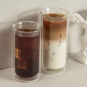 인블룸 심플 원형 이중유리컵 (350ml450ml), 상세페이지 참조, 1개