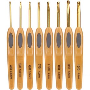 코바늘 뜨개질 세트 키트 후크 8Pcs 소프트 터치 알루미늄 인체공학적 바늘 원사 공예용 2.56mm, 1개