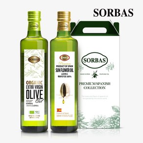 소르바스 유기농 엑스트라버진 올리브유500ml1병+해바라기유500ml1병 오일선물세트