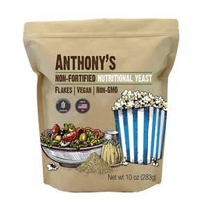 Anthony's Premium Nutritional Yeast Flakes 10 oz Anthony's 프리미엄 영양 효모 플레이크 10온스 강화되지 않음 배치 테스트를