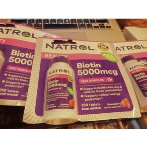 비오틴 Natol Biotin 5000mcg 250개 딸기 약물 없음 만료일 202610월 31일 204602, 3개, 250정