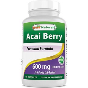 최고의 원주민 Acai Bey 600 mg 60 캡슐, 60정, 1개