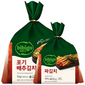 비비고 포기배추김치 5kg+파김치 800g 세트, 1개