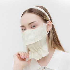 엠엠스포츠 여성 UV차단 시어서커 국산 등산 자전거 골프 자외선차단 마스크, 베이지, 1개