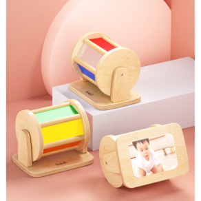 토이맘모스 몬테소리 교구 스피닝 드럼 대근육 소근육 발달 베이비 토들러 가베 감각 거울