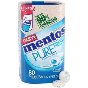 Mentos Pue Fesh 츄잉껌 무설탕 자일리톨 프레시 민트, 4개