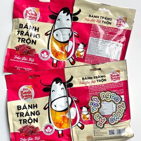 베트남 Vinasnack 믹스 라이스페이퍼 banh tang ton nhieu vi Vinasnack, 구운 물소맛, 10개, 30g