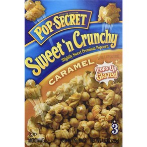 Pop-Secet Sweet 'N Cunchy Caamel Popcon 3 Bag Count/B Pop-Secet Sweet 'N Cunchy 카라멜 팝콘 3봉지/박, 1개, 408.23g