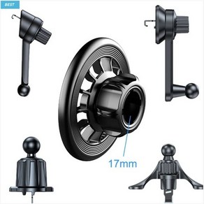 모퀸 17mm 볼 헤드 마운트 송풍구 차량용 휴대폰 거치대 부품 호환 맥세이프 링 포함 마그네틱 플레이트