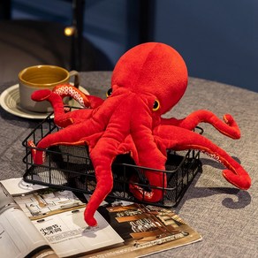 실물 같은 문어 봉제 인형 바다 동물 빨간 및 장난감 여아 선물 방 장식, 40cm, Red, 1개