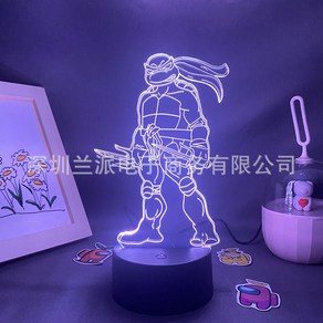 간접 아크릴 조명 캐릭터 무드등 닌자 거북이 TMNT 3D LED 램프 가정용 어린이 야간 만화 테이블 생일 파티 장식 침대 옆 선물, [01] Touch 7colos, [01] TMNT