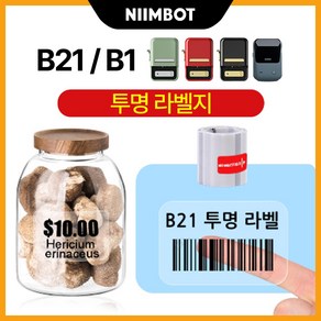 NIIMBOT B21 B1 라벨프린터 전용라벨 투명라벨지, 투명 40*20mm 320장