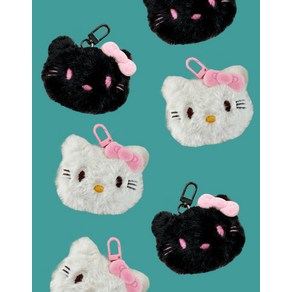 미니 키티 고양이 키링 2 colos, Black, 1개