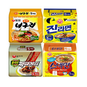 순한라면 4종 세트 총 20개입 (진라면순한맛5개+순한너구리5개+스낵면5개+짜파게티5개), 1세트