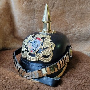 독일 프로이센 스파이크 투구 피클하우바 헬멧 밀리터리 레플리카 소가죽 내피 PICKELHAUBE, 11. 쌍사자 엠블럼 스파이크 헬멧, 1개