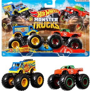 Hot Wheels Toy Monste Tucks Ceatue 3팩 1:64 스케일의 장난감 트럭 3개 세트: 상어 피란아 메가 윈렉스 131897, 2팩 철거