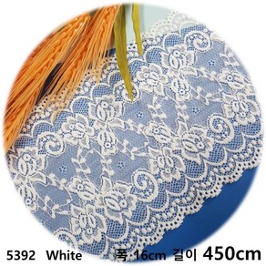 DKLACE-5392-F / 자가드 스판 레이스 / (폭 16cm 길이 1yd / 5yd / 10yd기준), 5개, White