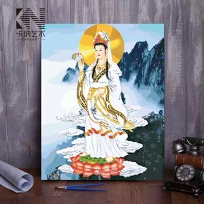 DIY 유화그리기 세트 거실 그림 부처님 동상 Guanyin 유화 매달려 장 품 디지털 색칠