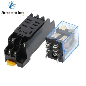 12V 24V 36V 110V 220V DC/AC 10A 8PIN 코일 전원 릴레이 DPDT LY2NJ HH62P HHC68A-2Z 소켓베이스 포함, DC 24V, 1개