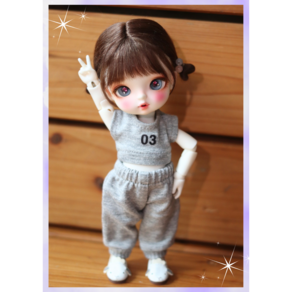 #포켓 16cm 옷( 그레이03 크롭트레이닝 )[마구샵]#구체관절인형#bjd#인형옷#유딩이#도리스돌#포켓돌