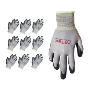 나이텍스 장갑 P200 안전 작업용 10켤레 / EN388 Nitex P200 Safety Coating Gloves 10pais, 10개, M