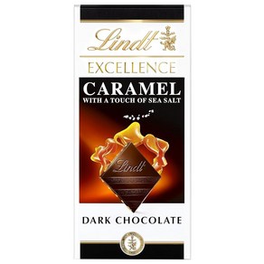 Lindt EXCELLENCE 캐러멜 바다 소금 다크 초콜릿 캔디 바 캐러멜과 바다 소금 크리스탈 조각이 있는 다크 초콜릿 99.2g(3.5온스) 바, 1개, 99.2g