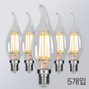 LED 프레임 촛대구 COB E14 E17 E26 에디슨전구 카페조명 샹들리에 전구 KS인증, 5개