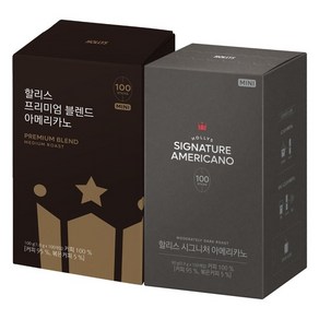 매장정품 할리스 [할리스] 프리미엄 블렌드 아메리카노 100T 시그니처 아메리카노 미니 다크 100T 39796, 900mg, 1개