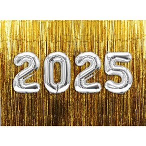 2025 숫자 32인치풍선+홀로그램 커튼2p 세트, 1세트, 실버2025골드커튼2p