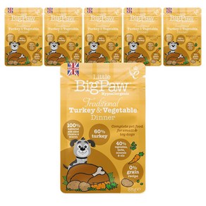 리틀빅파우 강아지 파우치 습식사료 주식 애견캔사료, 85g, 6개, 칠면조