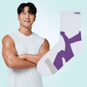 [셀버린 테이핑 양말 여자 중목] 발목보호대 크로스핏 마라톤 러닝양말 발목테이핑, 화이트, 1개