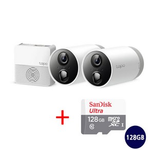 티피링크 Tapo C400S2 200만화소 가정용 홈 CCTV 무선 배터리타입 카메라(2개) + mico SD 카드 128GB(1개), 1개