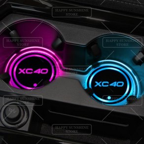 볼보 XC60 R 디자인 로고 자동차 물컵 매트 음료 거치대 코스터 조명 장식 액세서리 7 가지 다채로운 LED, 09 2pcs, 2개