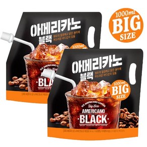 e)아메리카노스위트1000ml 총2개입 편의점 대용량 커피 파우치형 탕비실관리 팩음료, 2개, 1L