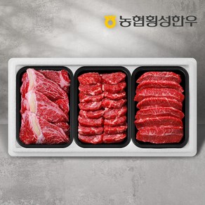 [농협횡성한우] 1등급 명품구이세트 1호 1.5kg (등심1팩+특수부위2팩) 팩당500g(특수부위치마 부채 업진 차돌박이 아롱사태), 1개