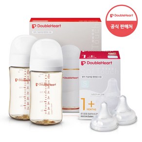 더블하트 모유실감 3세대 PPSU 베이직 트윈팩 240ml+젖꼭지(2입)