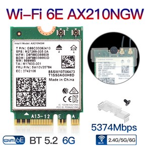 와이파이 6E AX210 무선 카드 5374Mbps BT5.3 데스크탑 키트 안테나 802.11ax 트라이 밴드 2.4G 5Ghz 6G AX210NGW 6 AX200 보다 우수, 2.AX210 WiFi6E, 1개