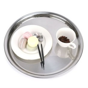 튼튼한 TRAY 국산 스텐 원형 카페 쟁반 다용도 빵 트레이 47.7cm, 16인치, 1개