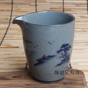 푸른균열 다기 숙우 200ml 산수화 공도배 차분배 잔, 1개