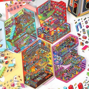 [4종] 3D DIY 집꾸미기 스티커 '오늘 영업중' 7.0탄 (핀셋 제공), 1세트