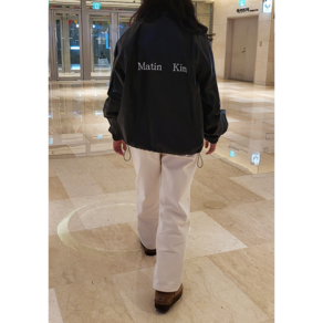 국내매장판 마뗑킴 로고 코팅 점퍼 블랙 MATIN LOGO COATING JUMPER IN BLACK 바람막이 마땡킴 MATIN KIM