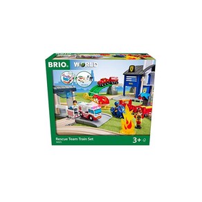 BRIO WORLD (브리오 월드) 구조 팀 세트 36025 [전 44 개] 대상 연령 3 세 ~ (전동 차량 기차 장난감 나무 레일) 빨강 녹색 파랑 노랑, 상세페이지 참조, 1개